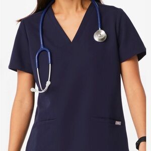 Figs Navy Women's V-Neck Casma Scrub Top